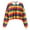 Orange, variant on XFLWAM Women Teen Girls Fashion Turn-Down Collar Crop Top Sweatshirt Long Sleeve Color Block Pullover Shirts Blue L