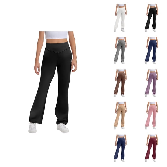 Flare Leggings for Girls 2026 Casual High Waisted Bootcut Bell Bottoms Leggings Uniform Pants Kids Dress Pants