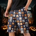 thumbnail image 2 of GrmtClth Men's Halloween print shorts Fun Cartoon Pumpkin Travel Short Pants Loose Multi Zipper Pocket Summer Cargo Shorts Outdoor Fun Beach Clothing Green L, 2 of 5