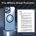 thumbnail image 5 of Magnetic Case for iPhone 13 Pro Case [MIL-Grade Drop Tested & Compatible with MagSafe] Translucent Matte Back with Aluminum Alloy Keys, Shockproof 13 Pro Phone Case 6.1 Inch, BlueClear, 5 of 15