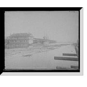Historic Framed Print, Wharf office and Commandancia Street wharf, Pensacola, Fla., 17-7/8" x 21-7/8"