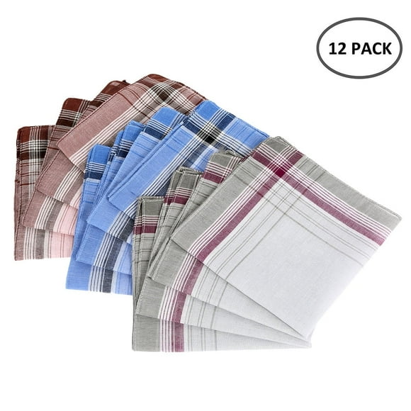 12Pcs Mens Handkerchiefs Assorted Pure Cotton Pocket