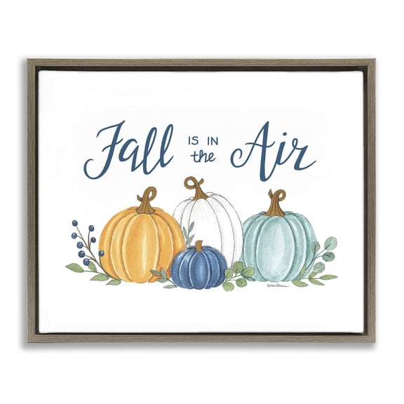 Stupell Industries French Country Fall In The Air Pumpkins Brown Floating Frame Canvas Art, 21 x 17, by Deb Strain