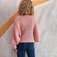 thumbnail image 4 of Uootdi Women's Tie Front Knit Cardigan Open Front Long Sleeve Crochet Sweater Casual Fall Outerwear Pink Women Top, 4 of 4