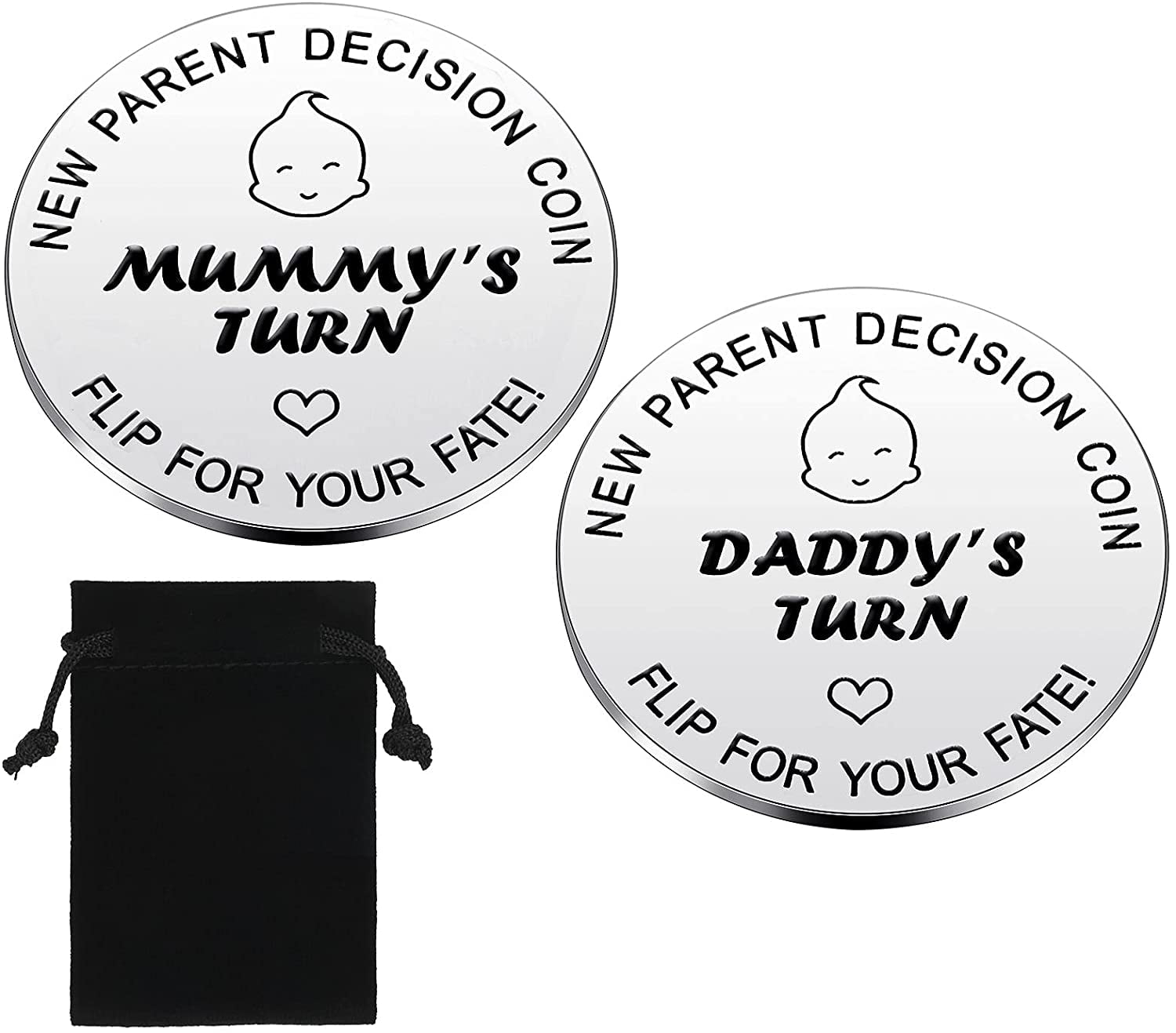 Funny Parent Decision Turn Coin,Gifts for New Baby Gifts for Daddy Mum