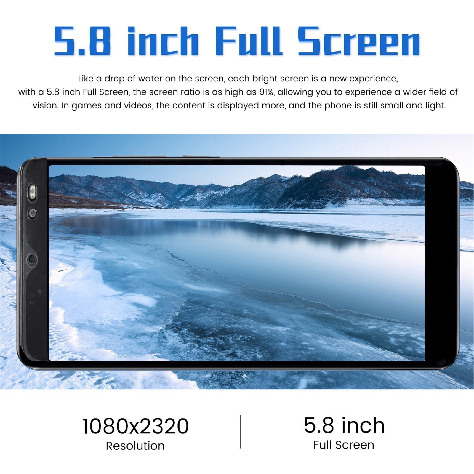 FYTPOV Android Phone, 5.8-inch Curved Screen Smartphone Android 10.0 1080P HD Camera1GB + 8GB Support 2 SIM Card And 128G Card, Cell Phones Unlocked