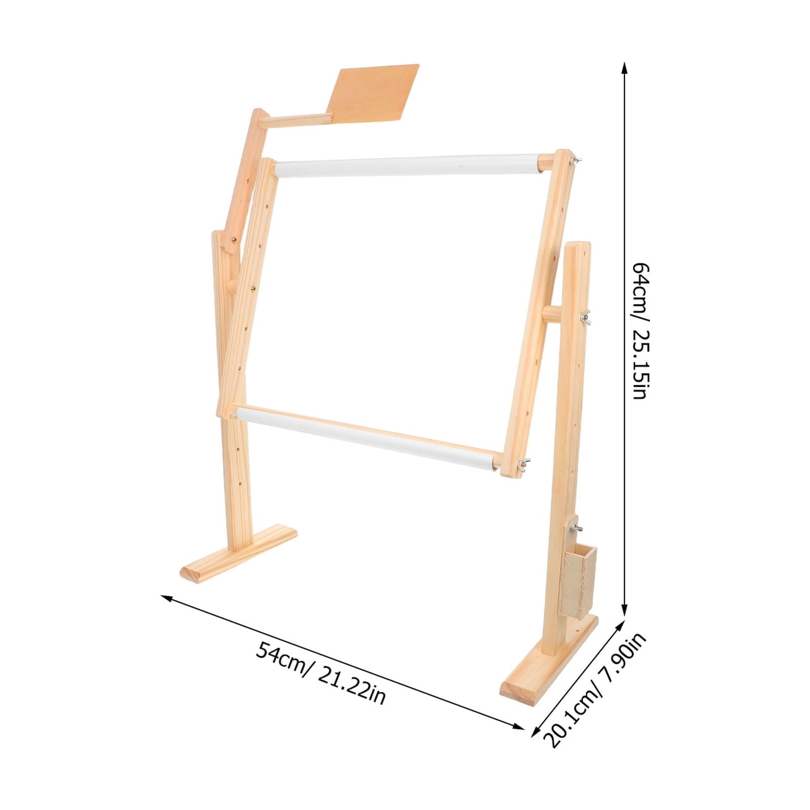 PAMINGONO Adjustable Beige Pine Embroidery Hoop Stand for Crafts with Height Control - 1 Set