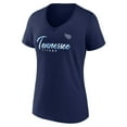 thumbnail image 2 of Women's Fanatics Navy Tennessee Titans Shine Time V-Neck T-Shirt, 2 of 3