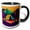 Black/White, variant on 3drose, Decorative Colorful Image of a Tent and Mountains. Happy Camper Gift, 11oz Mug