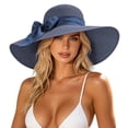 thumbnail image 5 of Fewfanhot Women Wide Floppy Brim Straw Sun Hat, UPF Foldable Beach Hat with Satin Bow Decor for Travel Pool, 5 of 5