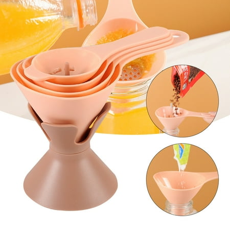 

6 in 1 Multifunctional Funnel Set Kitchen Funnel Set Oil Funnel with Handle Holder and Removable Strainer Suitable for All Kinds of Solid Food Liquid Powder(Blue)