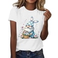 thumbnail image 2 of VBTAPA Novelty Graphic Tees for Women Happy Easter Bunny Print T-Shirt Cute Leopard Rabbit Tee Tops Lightning Sales Green XXL, 2 of 5