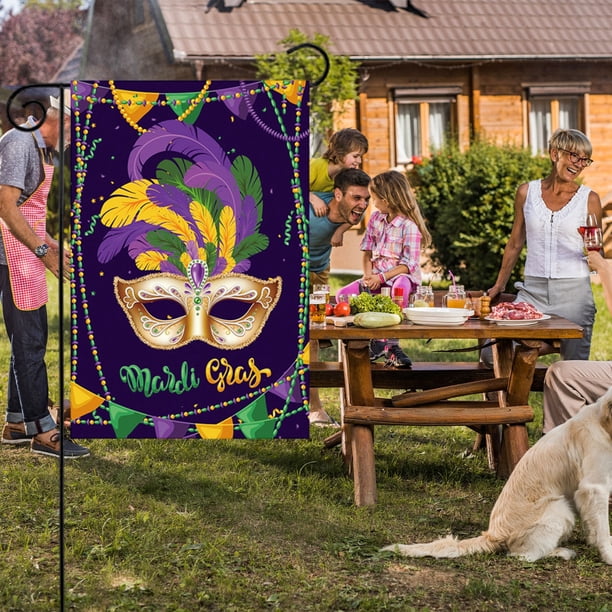 Mardi Gras Garden Flags Outdoor Patio Decoration Flags Holiday Party Flags