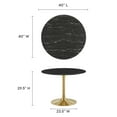 thumbnail image 6 of Modway Lippa 39.5" Modern Metal & Artificial Marble Dining Table in Gold/Black, 6 of 8