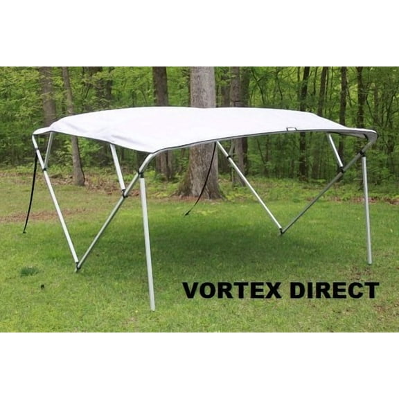 GREY/GRAY SQUARE TUBE FRAME VORTEX 4 BOW PONTOON/DECK BOAT BIMINI TOP 8' LONG, 97-103