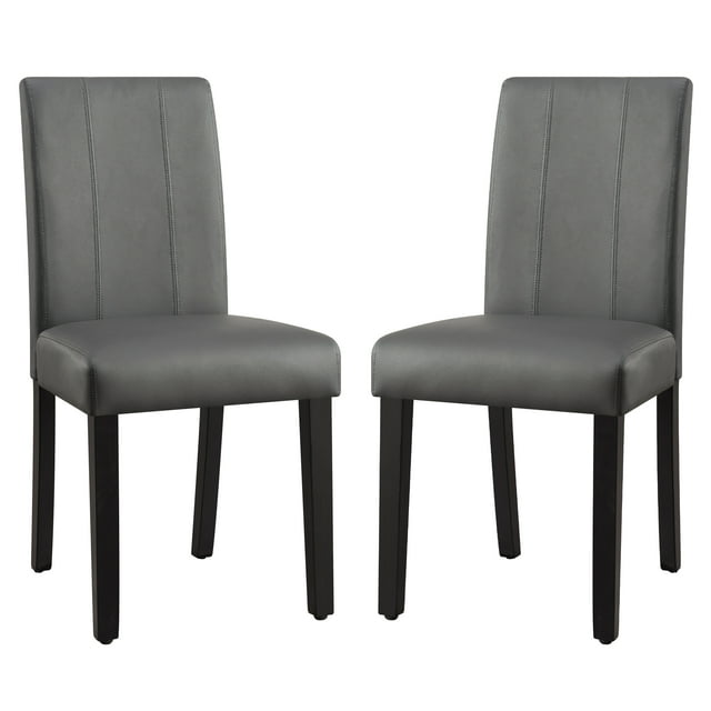 Subrtex Faux Leather Indoor Dining Chair Set of 2, Modern Mid-Century Chairs for Home, Gray