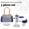thumbnail image 3 of Fit + Fresh Lunch Bag For Women, Insulated, Leakproof, Container and Tumbler, Copley Navy Stripe, 3 of 6