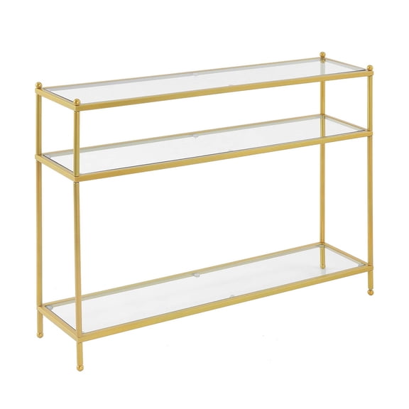 Pemberly Row Contemporary Gold Metal Royal Crest Console Table