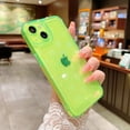 thumbnail image 3 of Compatible for iPhone 13 Clear Case, Cute Glitter Heart Rainbow Laser Holographic Bling Pattern Case for Women Girls Soft TPU Shockproof Camera Protective - Fluorescent Green, 3 of 11