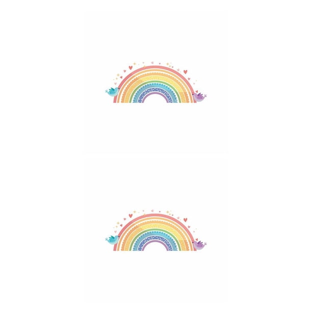 Wosthever Wall Sticker Cartoon Rainbow Hand-Painted Self-adhesive Child Art Nursery Decals Beautify Living-Room Kids Home Wallpaper 2piezas