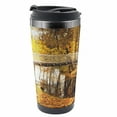 thumbnail image 1 of Autumn Travel Mug, Old Bridge in Fall Forest, Steel Thermal Cup, 16 oz, by Ambesonne, 1 of 2