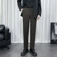 thumbnail image 3 of Pantalones de traje para hombre color caqui, pantalones ajustados con diseño trenzado para hombre, ropa marrón de primavera, sastrería, licra, vestido, clásico, novedad en el diseñador, 3 of 5