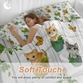 thumbnail image 4 of Cute Cat Duvet Cover Set King Size, Green Potted Plant Butterfly Botanical Rustic 4 Piece Soft Microfiber Bedding Set with 1 Duvet Cover, 1 Flat Sheet, 2 Pillowcases, 4 of 9