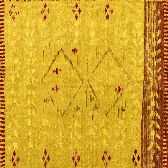 Ahgly Company Machine Washable Indoor Square Solid Yellow Modern Area Rugs, 8' Square