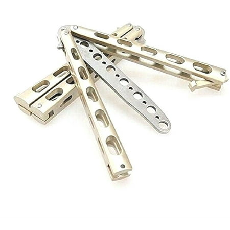 Golden Balisong Butterfly Knife Trainer Vein Slotted Metal