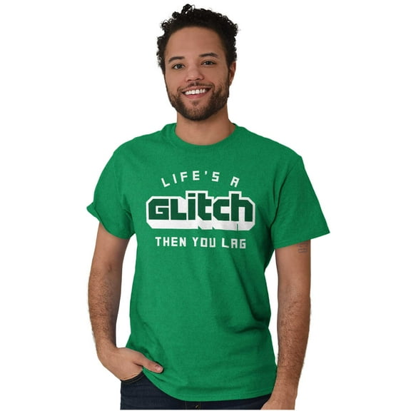 Life's A Glitch Then Lag Video Game Plus Size Crewneck Graphic Tee Shirt Brisco Brands 2X