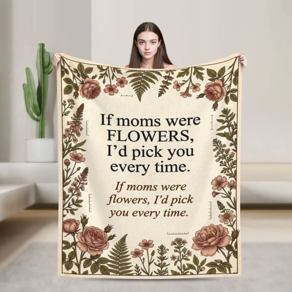 Mom Throw Blanket Gifts for Mom Blanket Soft Flannel Warm Throw Blankets with Floral Printed for Couch 50x40