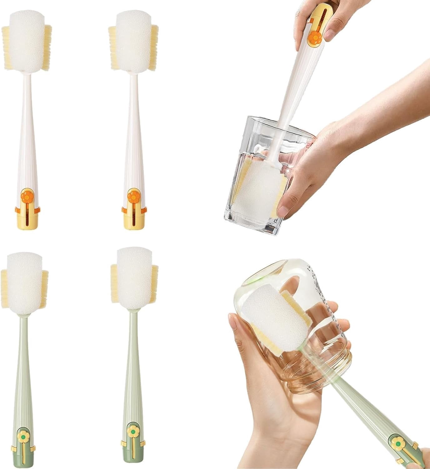 5-In-1 Bottle Cleaning Brush Set With Long Handle for Water Bottles and Cups