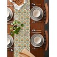thumbnail image 2 of Orange Teal Geometric Table Runner Cotton Linen 48 Inch Holiday Dresser Scarves, Ethnic Southwest Country Tablerunner for Kitchen Coffee Dining Bedroom Home Living Room Dinner Scarf Décor 13''x48'', 2 of 9