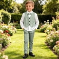 thumbnail image 3 of Lovzfmll 4-Piece Boy's Suit, Plaid Vest & Shirt & Pants & Hat, Formal Performance Wear for Toddler, 3-4 Years, 3 of 10