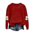 thumbnail image 4 of larppty Women's Casual Crew Neck Christmas Snowman Print Sweatshirt Loose Soft Long Sleeve Pullover Tops （Red, L）, 4 of 5