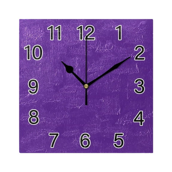 Ryvnso Dark Purple Wall Clock Square Silent Non-Ticking Battery Operated 7.78"