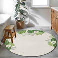 thumbnail image 3 of Palm Leaves Round Area Rug 3.3Ft Washable Circle Rugs for Dining Room Table, Farmhouse Summer Tropical Leaf Flowers Non-Slip Carpet Floor Mats Indoor Outdoor Carpet Runner Aesthetic Home Decor, 3 of 8