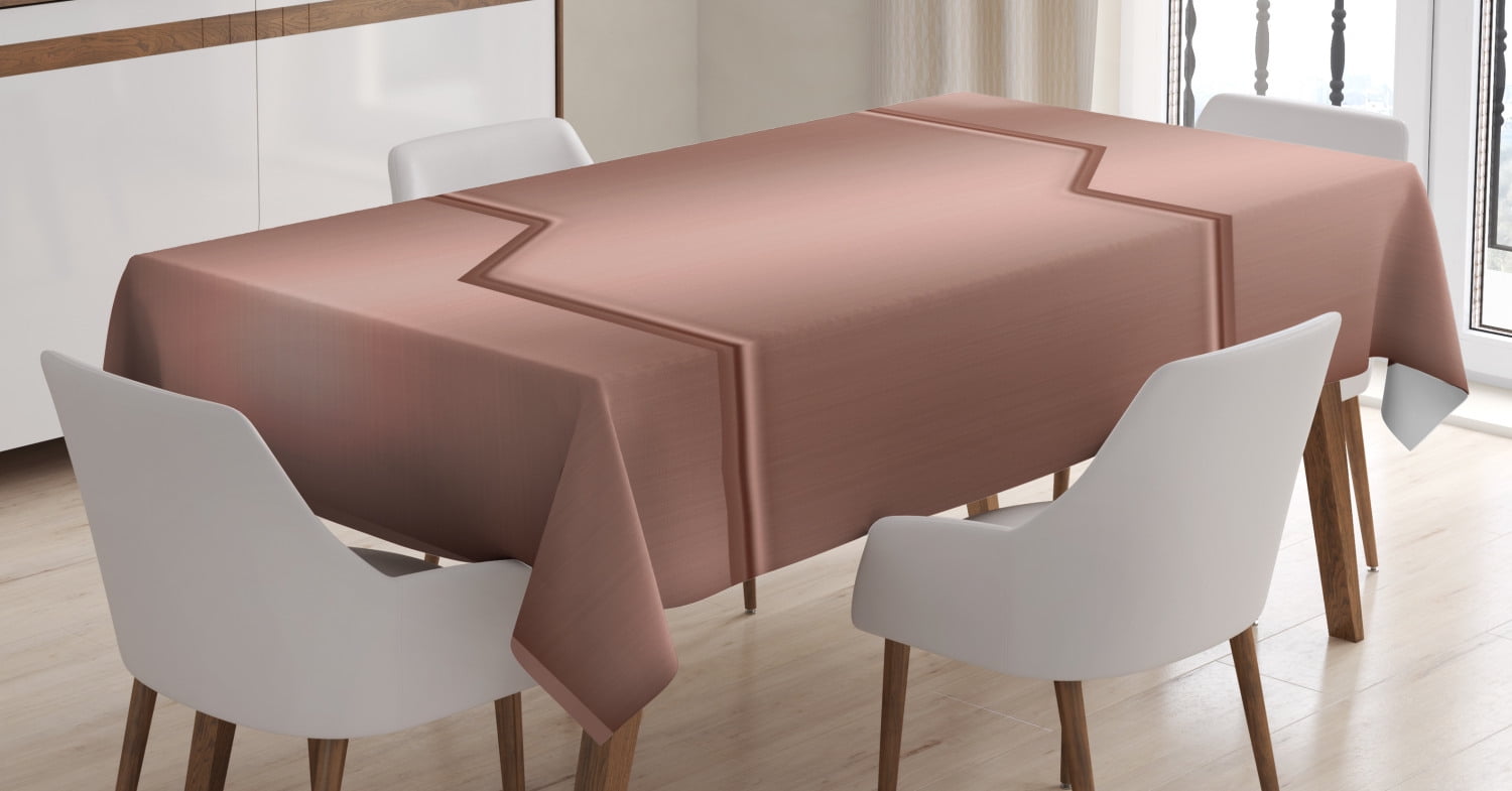 Copper Decor Tablecloth, Realistic Metallic Seem Plate Bar Image