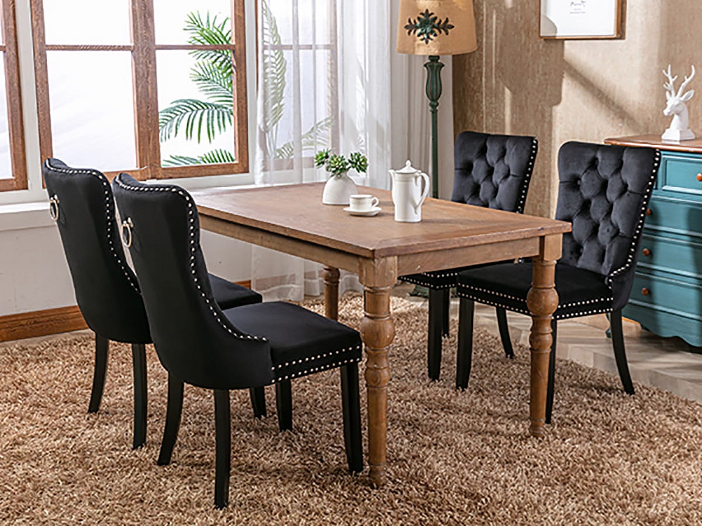 Oduse Daily Set Of 2 Black Velvet Dining Chairs Ergonomic Handcrafted Durable 0524