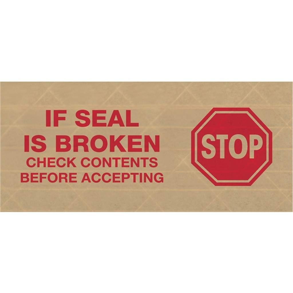 Check is broken. Stop tape. do not accept if seal is broken.