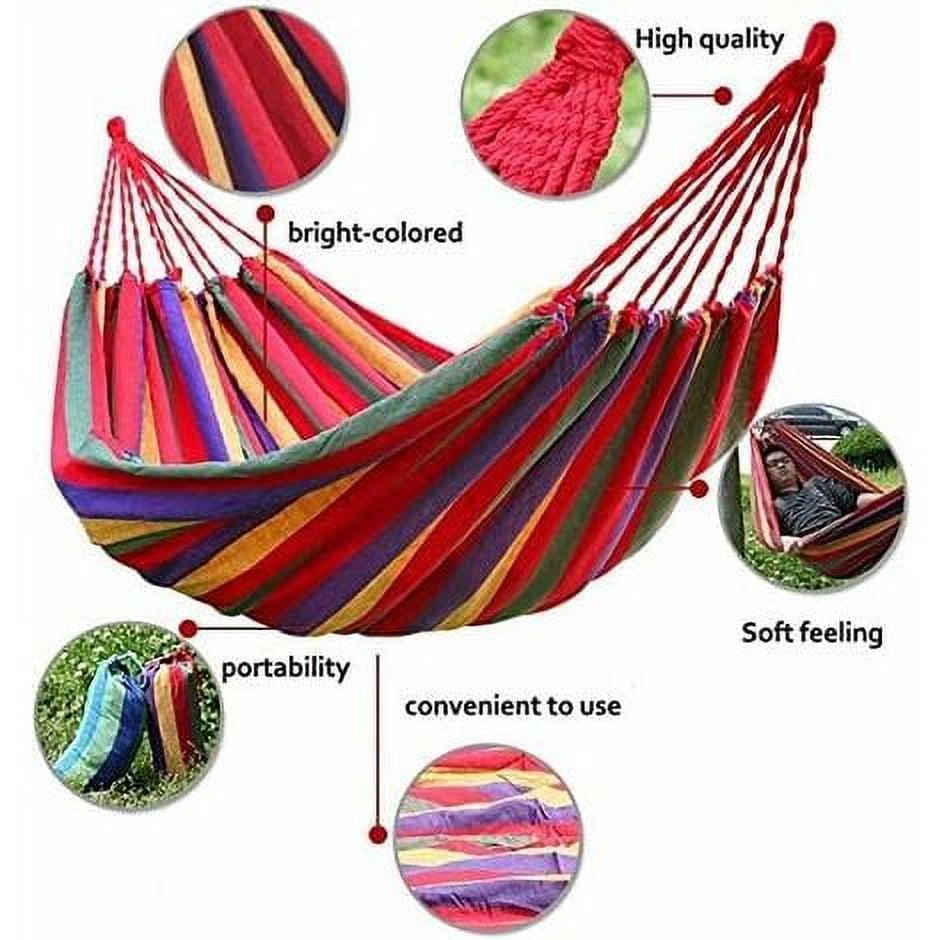 Parachute Portable Canvas Hammock Cotton Breathable Garden Hammock Portable Travel Camping For Double Max Load 300 Kg Multicolor 2 Person, Red