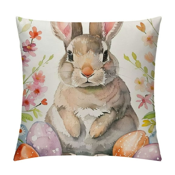 PHYHOO Easter Pillow Cover Bunny Eggs Throw Pillows Farmhouse Porch Spring Outdoor Decorations for Sofa Couch Home Decor