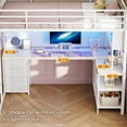 thumbnail image 5 of Afuhokles Twin Size Loft Bed with L-Shaped Gaming Desk, Hutch and Storage Drawers, Power Outlet, Metal Loft Bed Frame with RGB Lights, White, 5 of 9