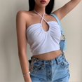 thumbnail image 3 of Women‘s Crisscross Halter Tank Tops  Sleeveless Solid Color Keyhole Crop Tops, 3 of 4
