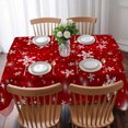 thumbnail image 3 of Red Snowflake Christmas Table Cloth Waterproof Tablecloths, Xmas Snowflake Modern Art Winter Tablecloth Dining Table Cover for Kitchen Party Tabletop Outdoor, Rectangle Tablecloth 60x102 Inch, 3 of 9