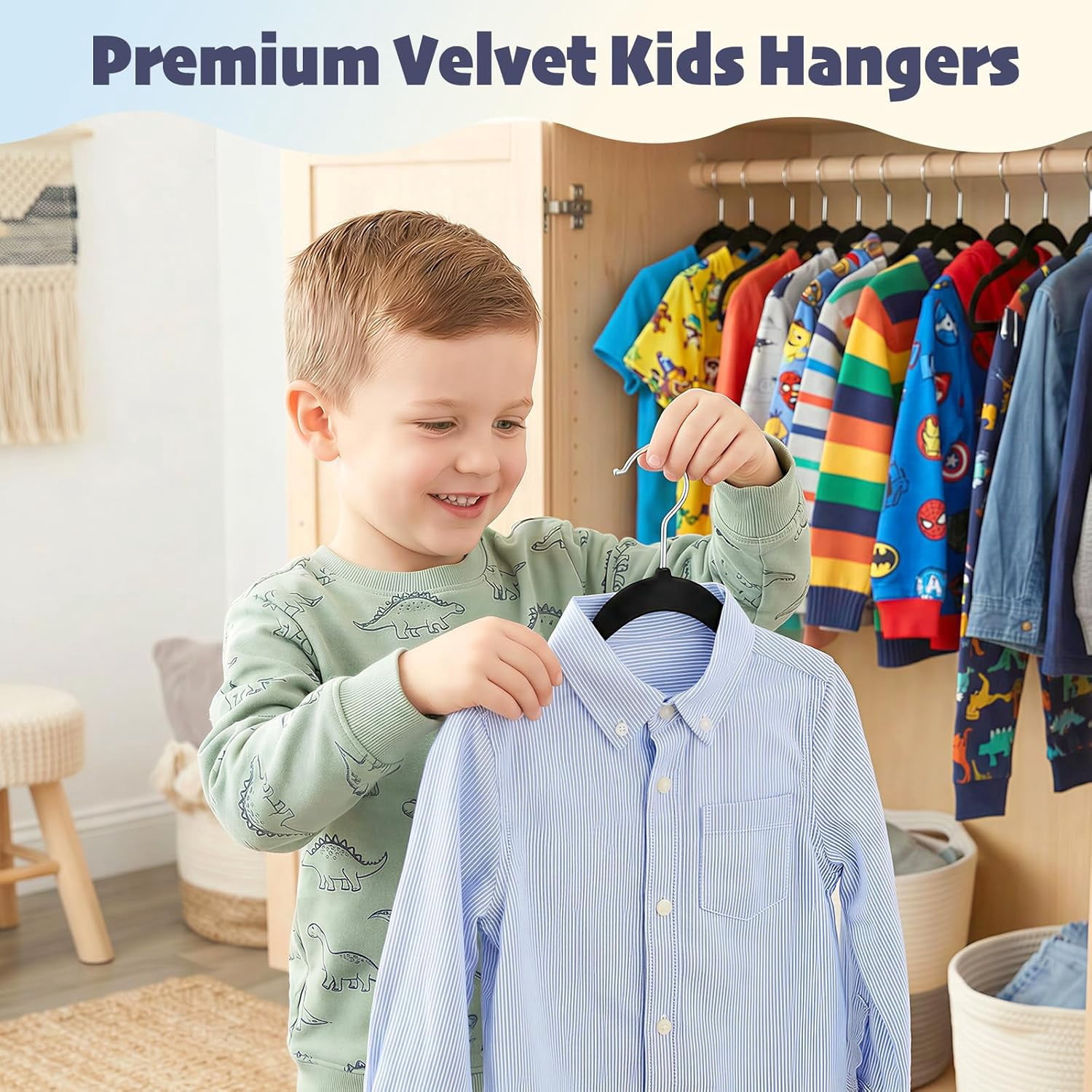 SHAANXIXIAN 11 Inch Black Velvet Baby Hangers 20 Pack, Premium Kids Hangers for Children, Infant & Toddler Clothes, Durable Non Slip Baby Felt Hanger for Closet, Ideal for Everyday Use