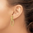 thumbnail image 3 of 14k Yellow Gold Polished and Textured Post Dangle Earrings - 34.8mm- Made In Italy, 3 of 6