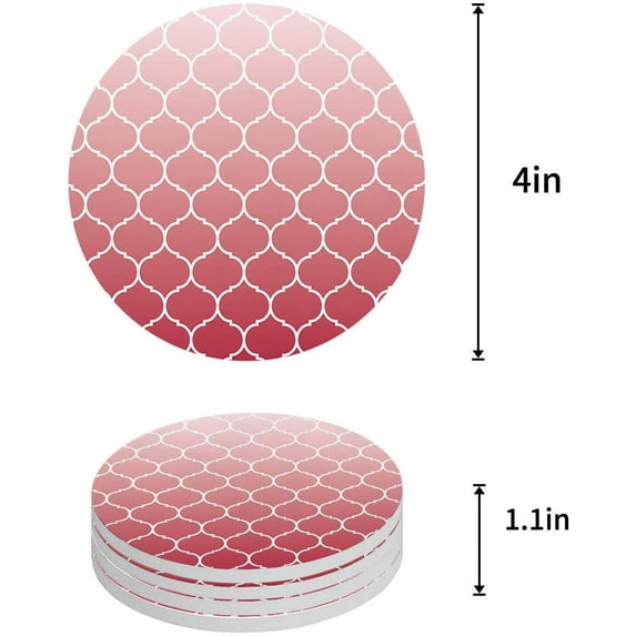 FMSHPON Moroccan Geometric Decorative Pattern Set of 6 Round Coaster for Drinks, Absorbent Ceramic Stone Coasters Cup Mat with Cork Base for Home Kitchen Room Coffee Table Bar Decor