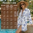 thumbnail image 7 of Xoenoiee Blue Forget-Me-Not Print Women's Swimsuit Cover Up Shirt Button Down Long Sleeve Bathing Suit Coverup Summer V Neck Beach Dress Vacation Outfit, M, 7 of 7