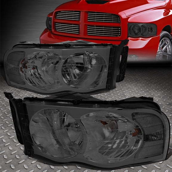 NUVISION for 02-05 Dodge Ram 1500 2500 3500 Smoked Lens Clear Corner Headlight Lamps
